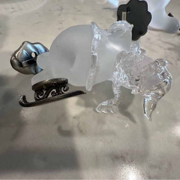 “Vintage Frosted Glass Skating Snowman Figurines – Set of 3, - Picture 8 of 16